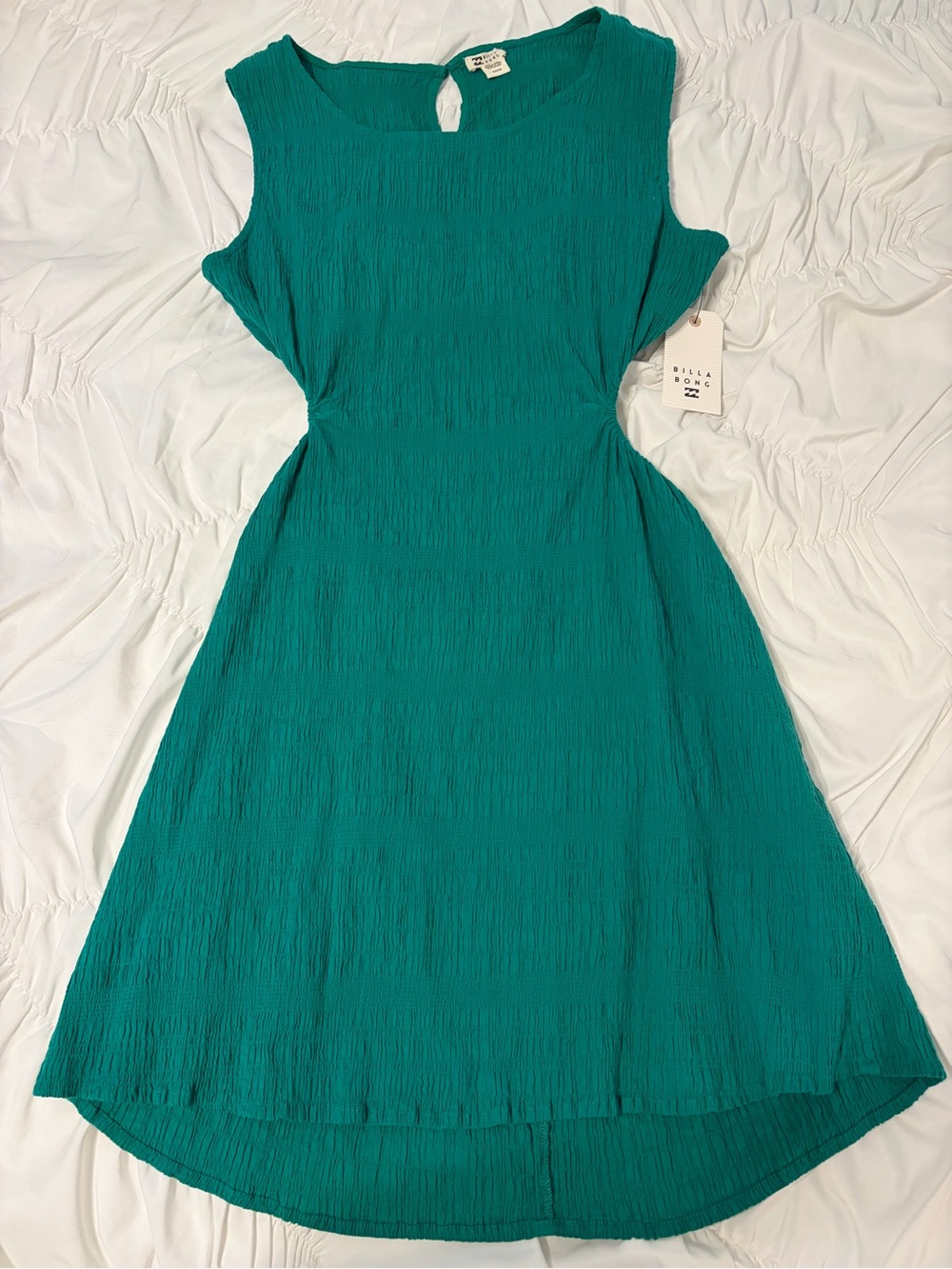 Billabong Kelly Green Sleeveless High Mini Textured Dress
